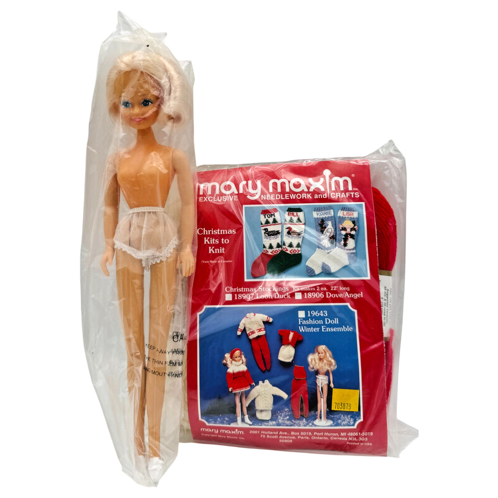 Mary Maxim Knit Winter Ensemble Kit 19643 + Fashion Doll Clothes Toy NIP Sealed